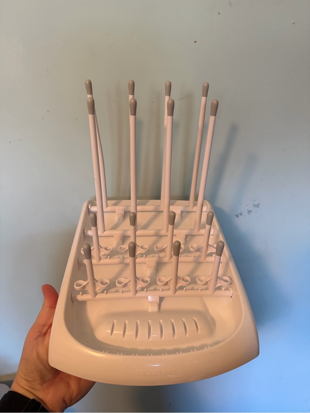 Munchkin Light Pink Bottle Drying Rack with Taupe Tips